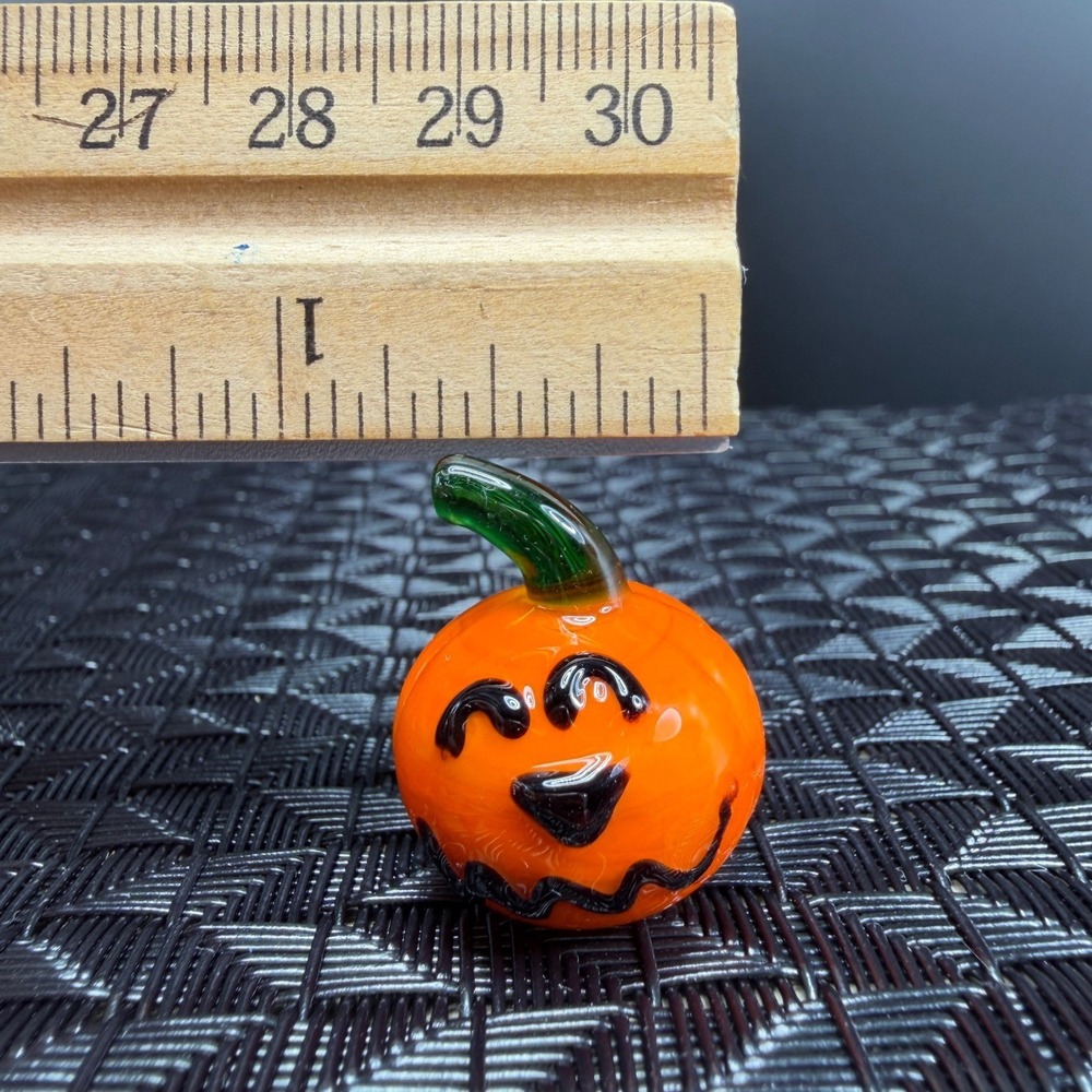 Venetian Glass Miniature Pumpkin Jack O Lantern Halloween Decor Set of 3 VTG - Picture 3 of 11